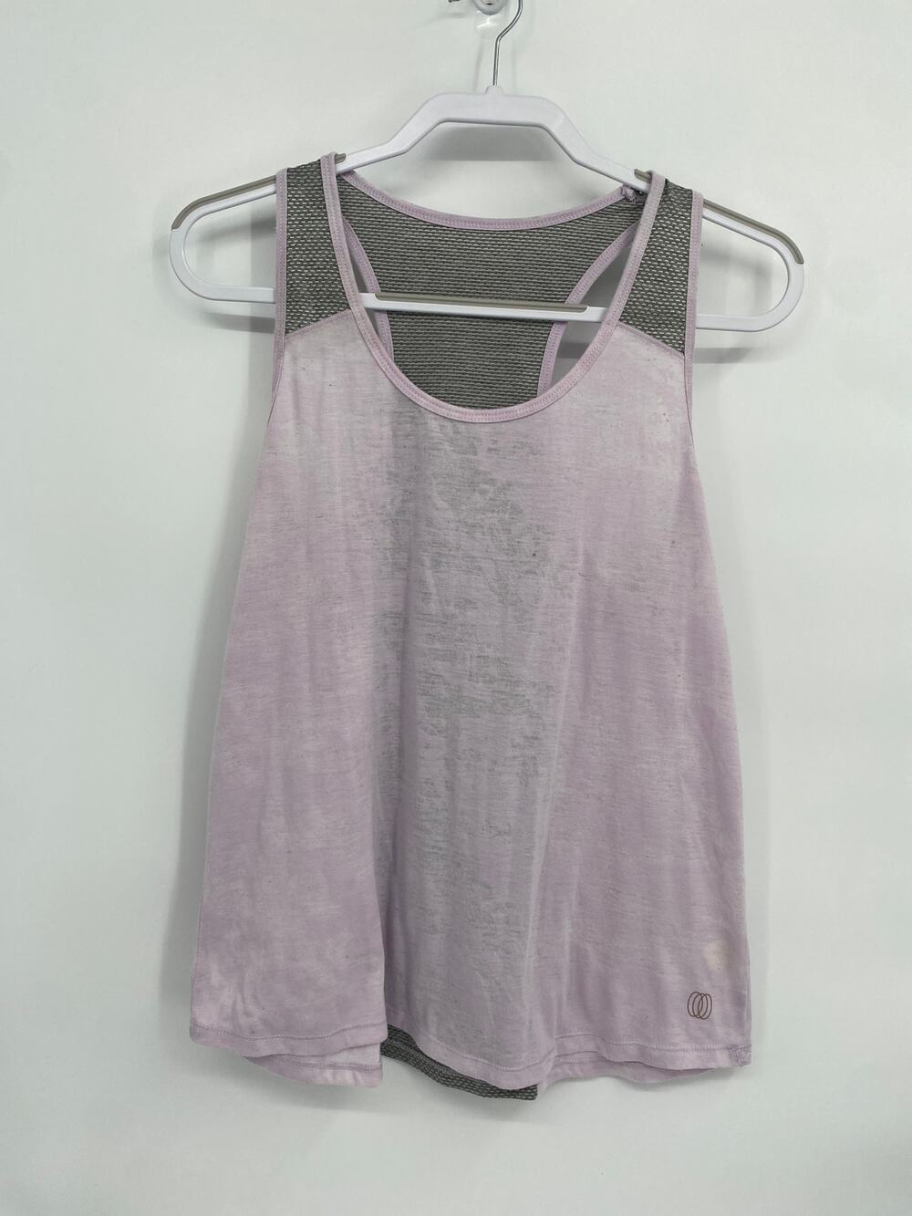 Balance Collection Sheer Burnout Purple Workout Tank Gray Back size Medium